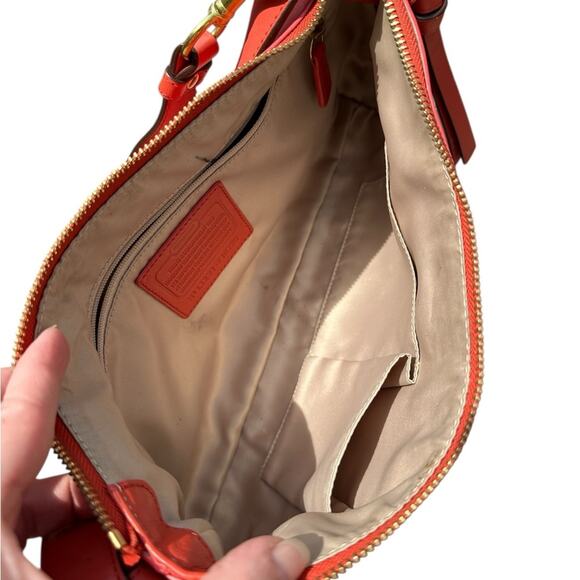 Coach Park Orange Leather Shoulder Bag - Picture 7 of 13